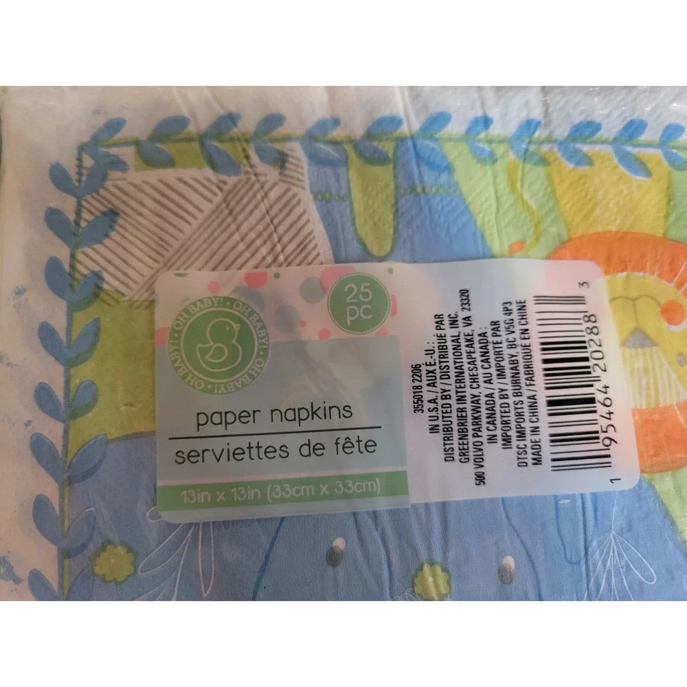 Oh Baby It's A Boy Jungle‎ Safari Shower Plates and Napkins Set 82pc Bundle
